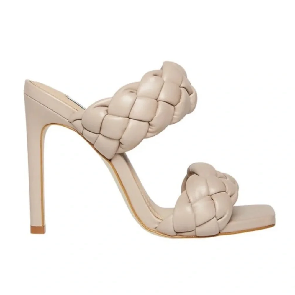 Steve Madden Kenley Braided Double Strap High Heel Sandals in Taupe